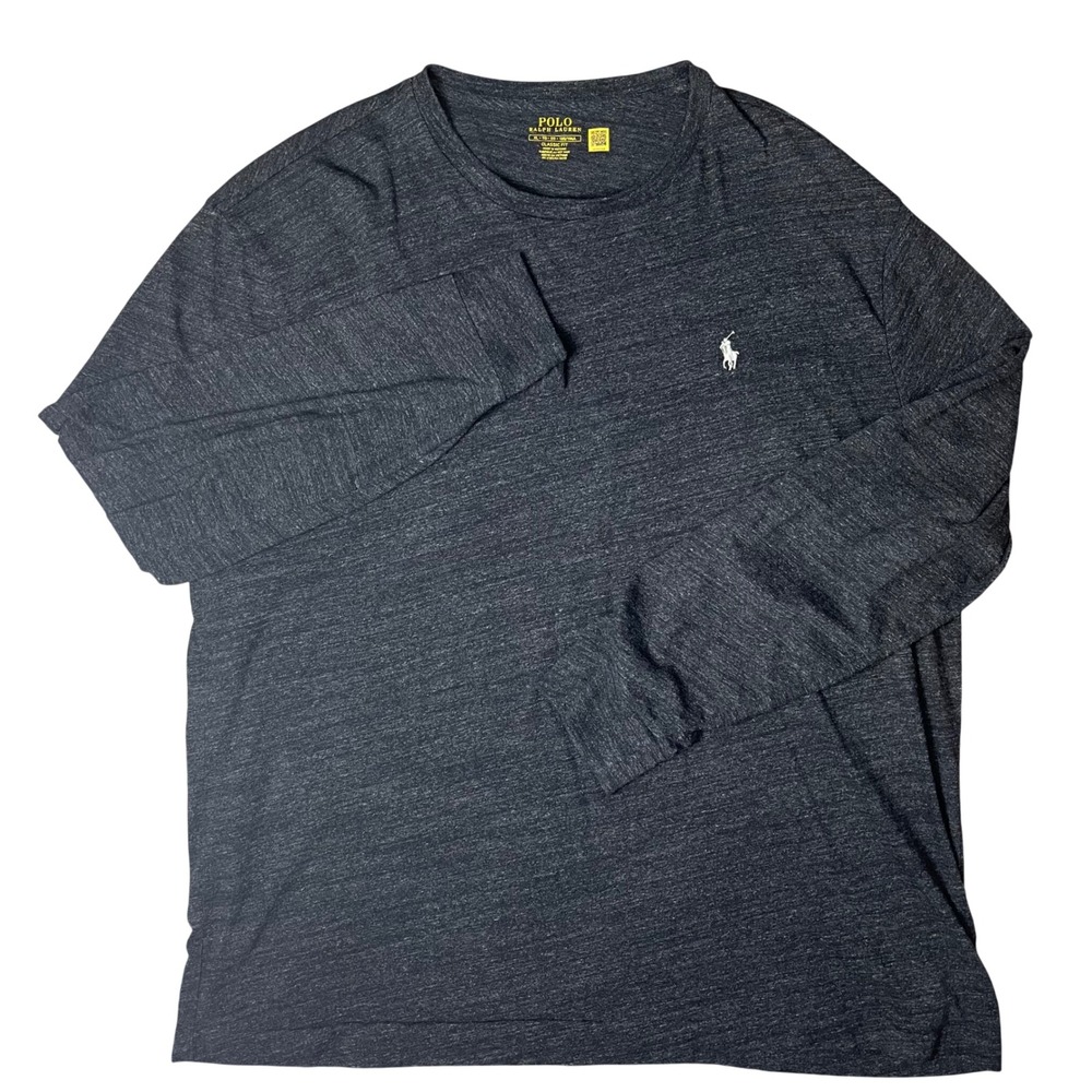 Polo Ralph Lauren T-Shirt Mens XL Gray Heather Long Sleeve Classic Fit Pony Logo - Picture 2 of 6